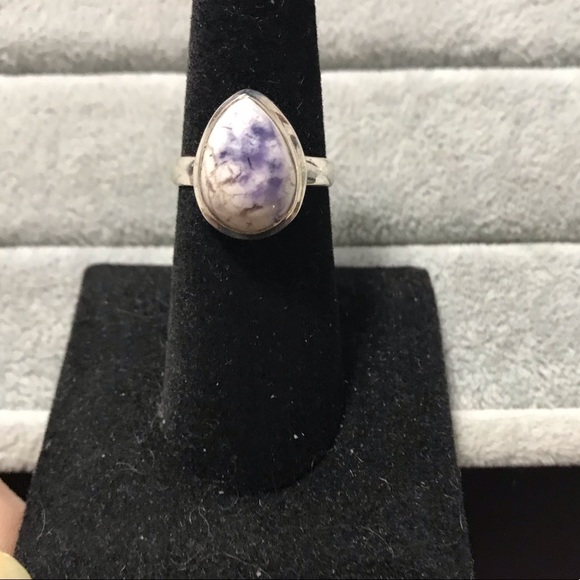New Sterling Silver Purple Teardrop Morado Violet Flame Opal Ring Sz 7 Crystal - Picture 8 of 16